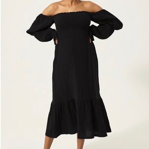 Black off the shoulder maternity dress